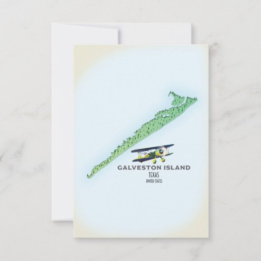 kaart van Galveston Island Texas USA (Voorkant)