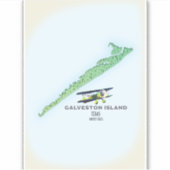 kaart van Galveston Island Texas USA Sticker (Voorkant)