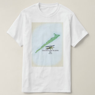 kaart van Galveston Island Texas USA T-shirt