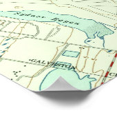  kaart van Galveston Texas (1954) 3 Poster (Hoek)