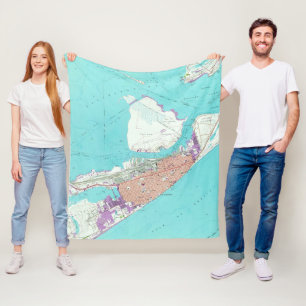 kaart van Galveston Texas (1954) Fleece Deken