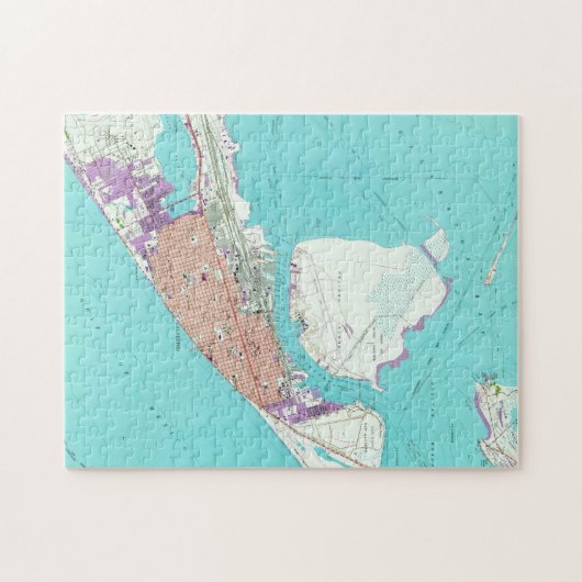 kaart van Galveston Texas (1954) Legpuzzel (Horizontaal)