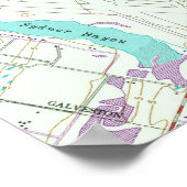 kaart van Galveston Texas (1954) Poster (Hoek)