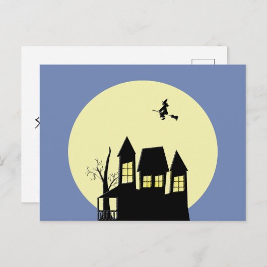 Kaart van gehakt huis en vliegende heks (Voorkant / Achterkant)