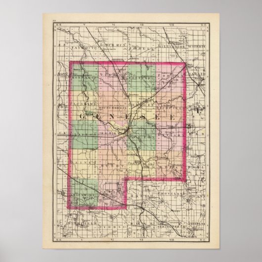 Kaart van Genesee County, Michigan Poster (Voorkant)