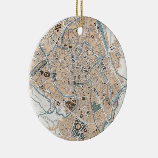  kaart van Gent België (1905) Keramisch Ornament (Rechts)