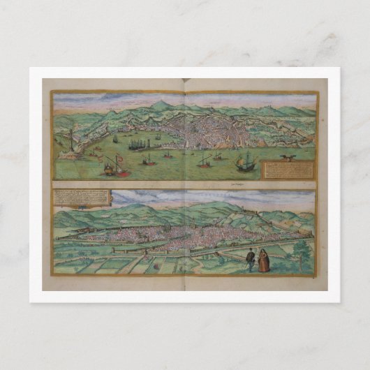 Kaart van Genua en Florence, uit 'Civitates Orbis  (Voorkant)