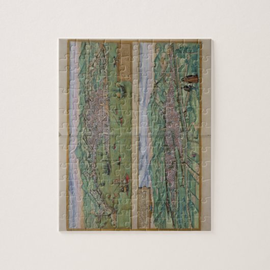 Kaart van Genua en Florence, uit 'Civitates Orbis  Legpuzzel (Verticaal)