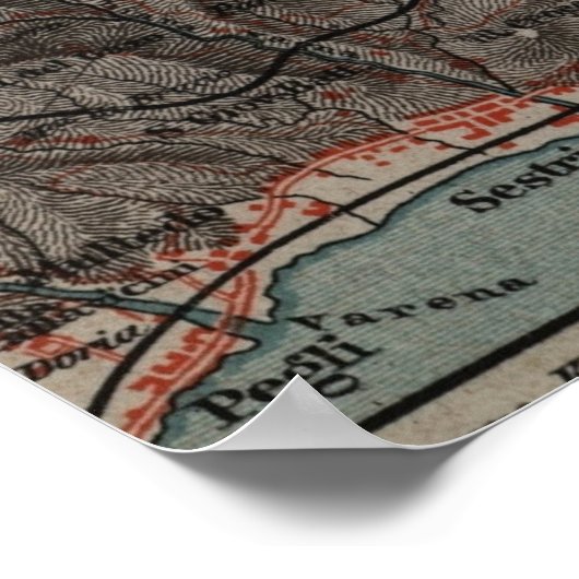  kaart van Genua Italië (1894) Poster (Hoek)