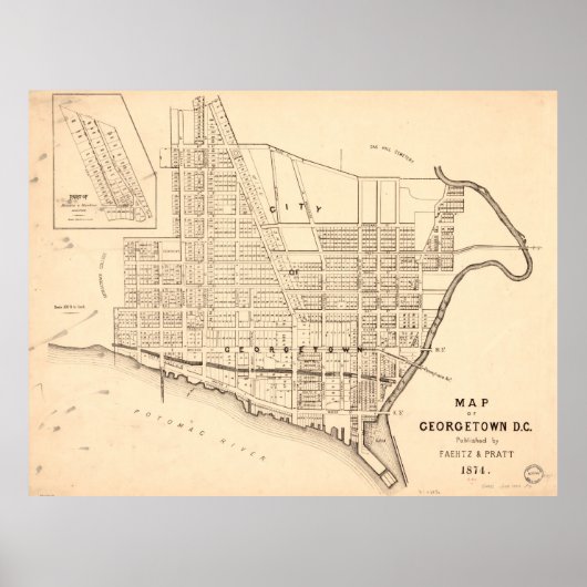 kaart van Georgetown (Washington D.C.) 1876 Poster (Voorkant)