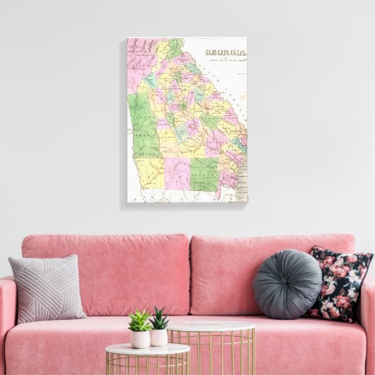  kaart van Georgië (1827) Canvas Afdruk (Insitu (Woonkamer))