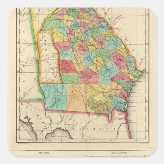 Kaart van Georgië Vierkante Sticker (Voorkant)