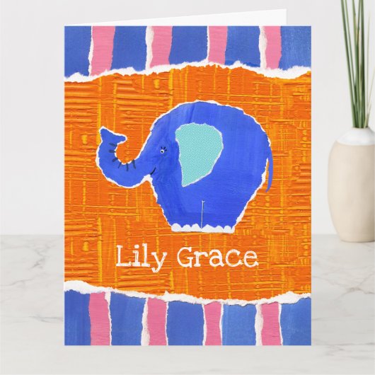 Kaart van gepersonaliseerde Cute Elephant Birthday (Voorkant)