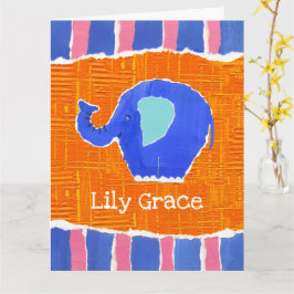 Kaart van gepersonaliseerde Cute Elephant Birthday