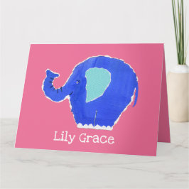 Kaart van gepersonaliseerde Cute Elephant Birthday