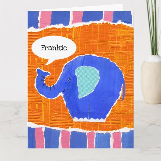 Kaart van gepersonaliseerde Cute Elephant Birthday (Voorkant)