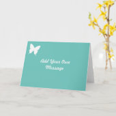 Kaart van gepersonaliseerde turquoise Butterfly-gr (Gele Bloem)