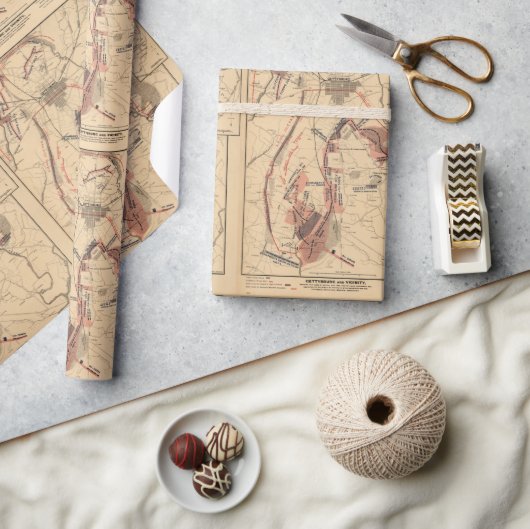  kaart van Gettysburg en Slachtoffers, juli 1863 Cadeaupapier (Crafts)