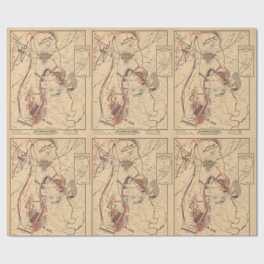  kaart van Gettysburg en Slachtoffers, juli 1863 Cadeaupapier (Vlak)