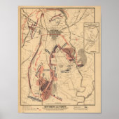 kaart van Gettysburg en Slachtoffers, juli 1863 Poster (Voorkant)