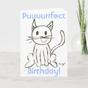 Kaart van geverfd Kat "Puuurrfect Birthday"