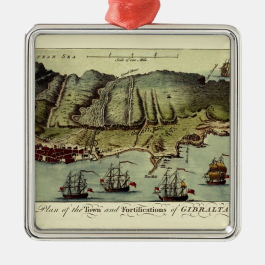 Kaart van Gibraltar 1765 Metalen Ornament (Voorkant)