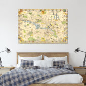 Kaart van Glasgow, Engeland Canvas Afdruk (Insitu (Slaapkamer))