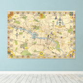 Kaart van Glasgow, Engeland Canvas Afdruk (Insitu (Houten vloer))