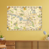 Kaart van Glasgow, Engeland Canvas Afdruk (Insitu (Woonkamer))