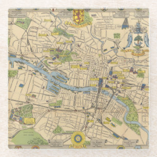 Kaart van Glasgow, Engeland Glazen Onderzetter