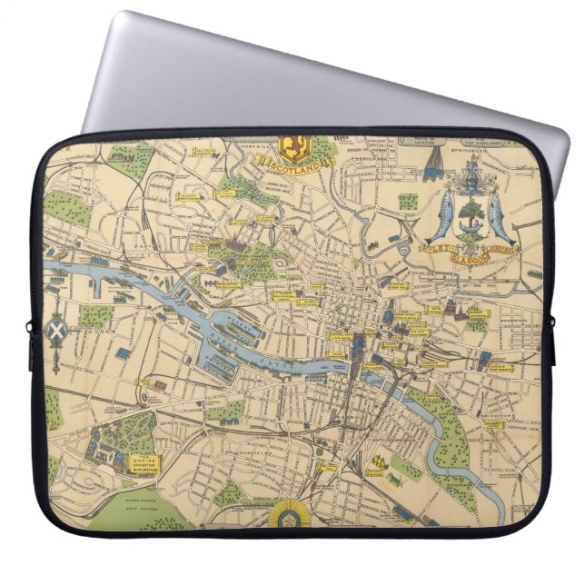 Kaart van Glasgow, Engeland Laptop Sleeve (Voorkant)