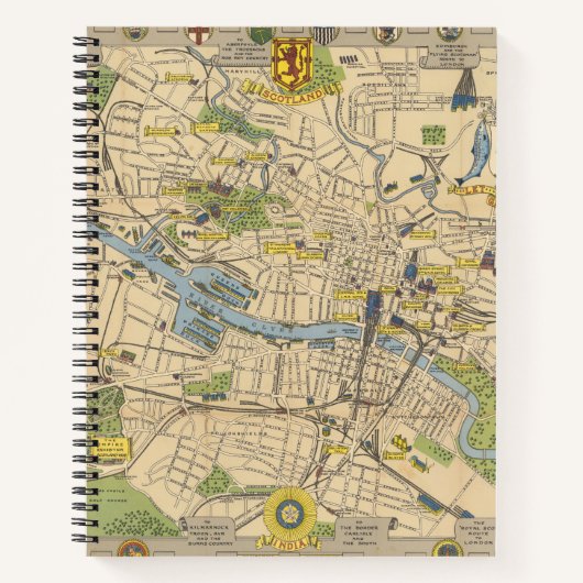 Kaart van Glasgow, Engeland Notitieboek (Voorkant)