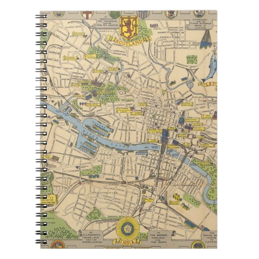 Kaart van Glasgow, Engeland Notitieboek (Voorkant)