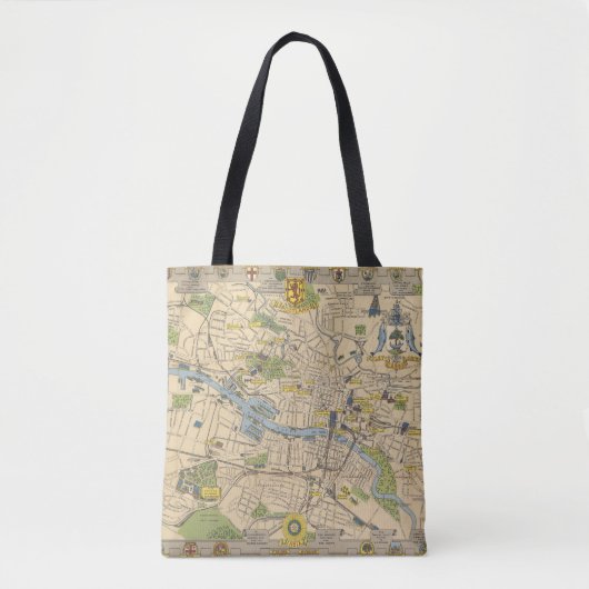 Kaart van Glasgow, Engeland Tote Bag (Voorkant)