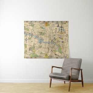 Kaart van Glasgow, Engeland Wandkleed