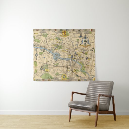 Kaart van Glasgow, Engeland Wandkleed (In Situ (horizontaal))