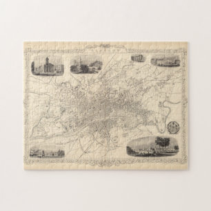 kaart van Glasgow Scotland (1851) Legpuzzel