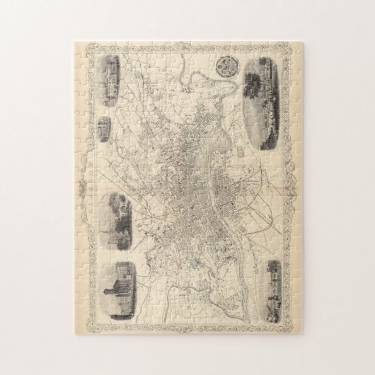  kaart van Glasgow Scotland (1851) Legpuzzel (Verticaal)