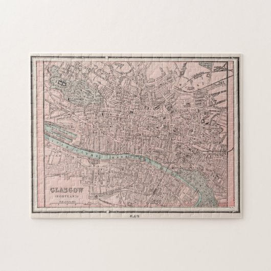  kaart van Glasgow Scotland (1901) Legpuzzel (Horizontaal)
