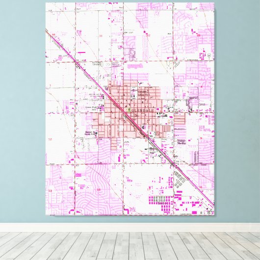  kaart van Glendale Arizona (1957) Canvas Afdruk (Insitu (Houten vloer))