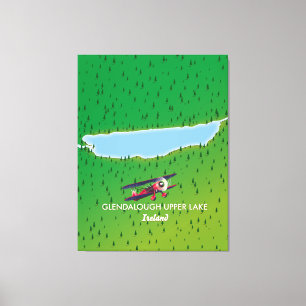 kaart van Glendalough Upper Lake Ireland Canvas Afdruk