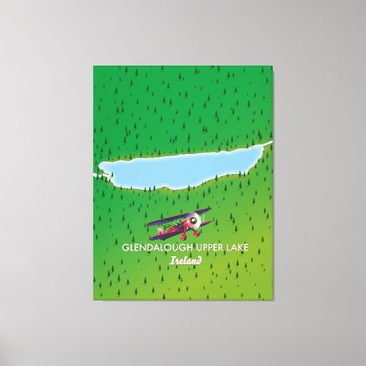 kaart van Glendalough Upper Lake Ireland Canvas Afdruk (Voorkant)