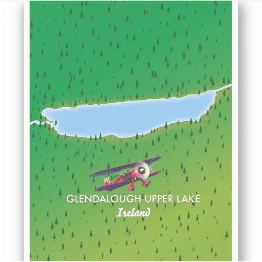kaart van Glendalough Upper Lake Ireland Sticker (Voorkant)