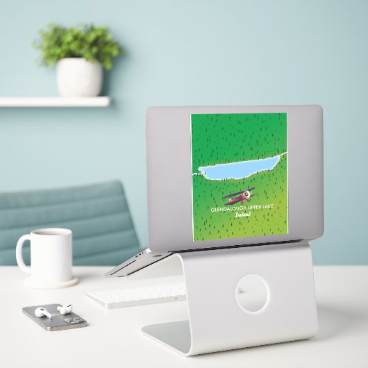 kaart van Glendalough Upper Lake Ireland Sticker (Laptop op bureau)