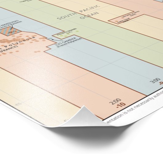 Kaart van Globale Tijdzones Foto Afdruk (Hoek)