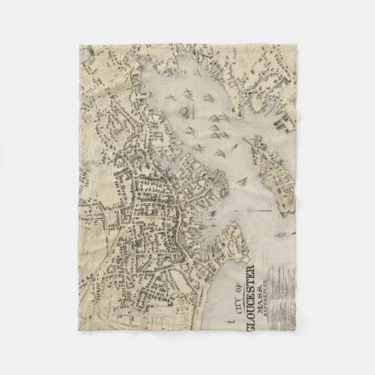 kaart van Gloucester Massachusetts (1873) Fleece Deken (Voorkant)