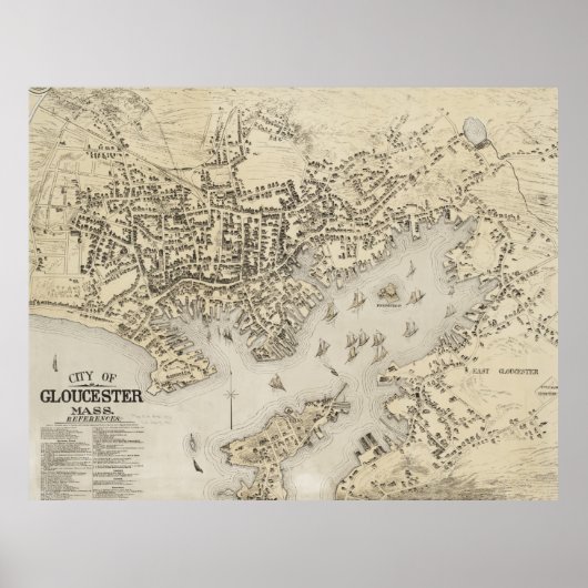 kaart van Gloucester Massachusetts (1873) Poster (Voorkant)