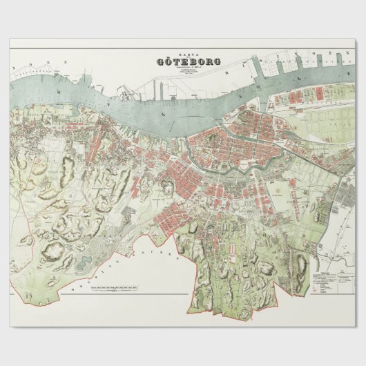  kaart van Göteborg, Zweden Cadeaupapier (Vlak)