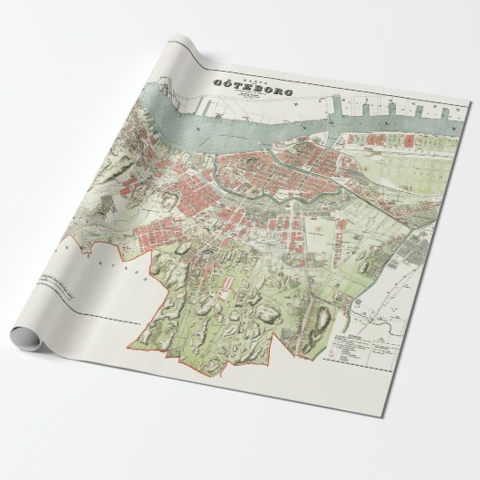 kaart van Göteborg, Zweden Cadeaupapier (Uitgerold)