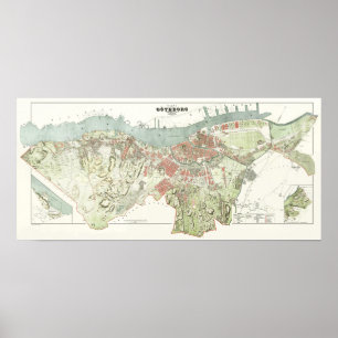  kaart van Göteborg, Zweden Poster